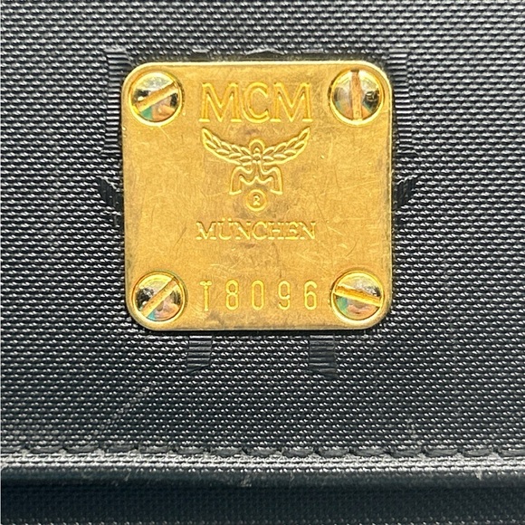 MCM monogrammed black nylon long wallet
